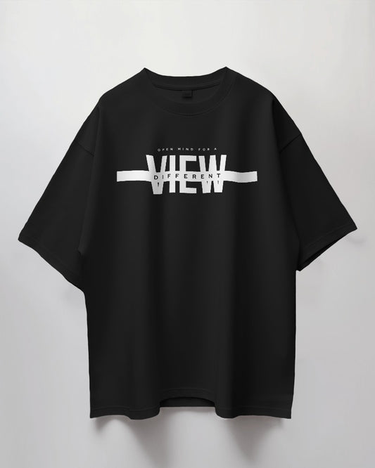 Unisex "Different View" Typography Print | Oversized Fit | 100% Combed Cotton T shirt