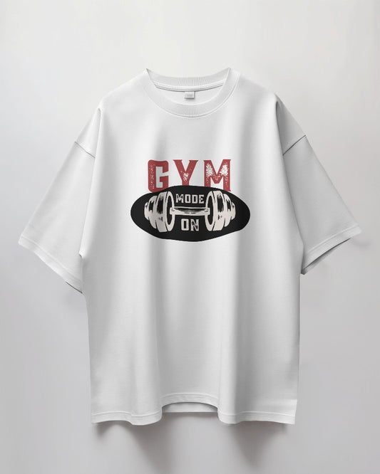 Unisex "Gym Mode On" Typography Print | Oversized Fit | 100% Combed Cotton T shirt