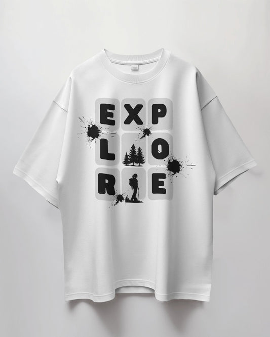 Unisex "Explore" Typography Print | Oversized Fit | 100% Combed Cotton